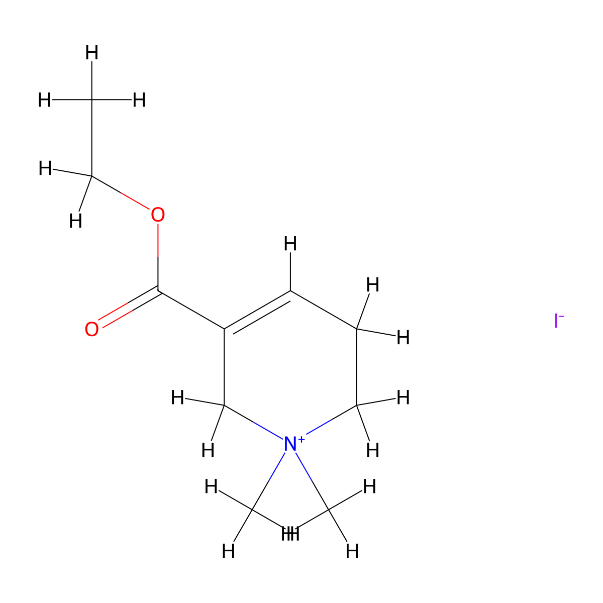 5-(Ethoxycarbonyl)-1,1-dimethyl-1,2,3,6-tetrahydropyridin-1-ium iodide molecular structure, CAS 5822-68-4