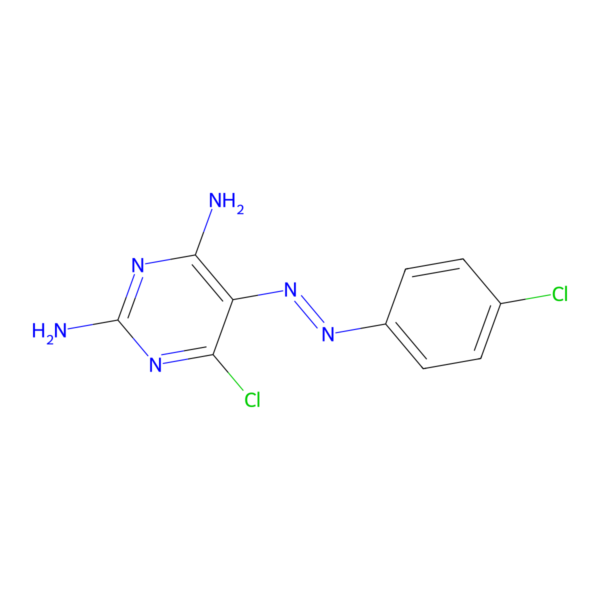 6-Chloro-5-[(e)-(4-chlorophenyl)diazenyl]pyrimidine-2,4-diamine molecular structure, CAS 5822-69-5