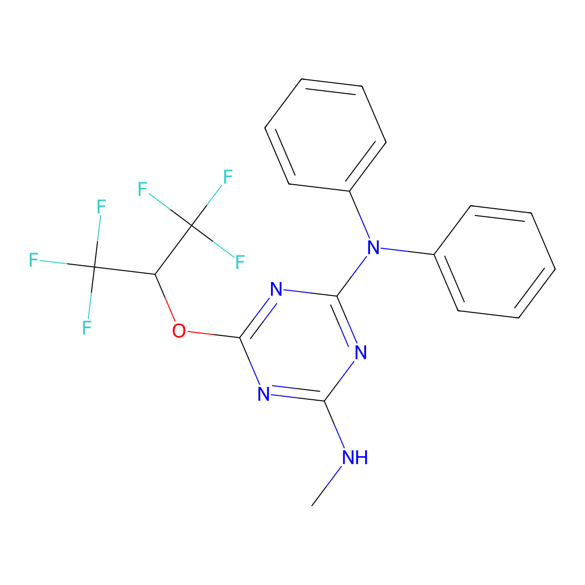 6-[(1,1,1,3,3,3-hexafluoropropan-2-yl)oxy]-N'-methyl-N,N-diphenyl-1,3,5-triazine-2,4-diamine molecular structure, CAS 5822-85-5