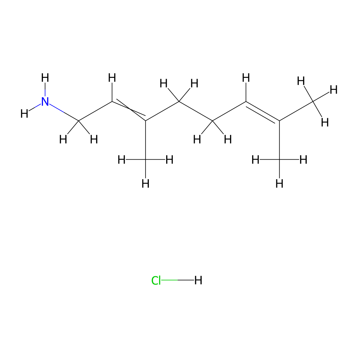 3,7-Dimethylocta-2,6-dien-1-amine hydrochloride molecular structure, CAS 58220-18-1
