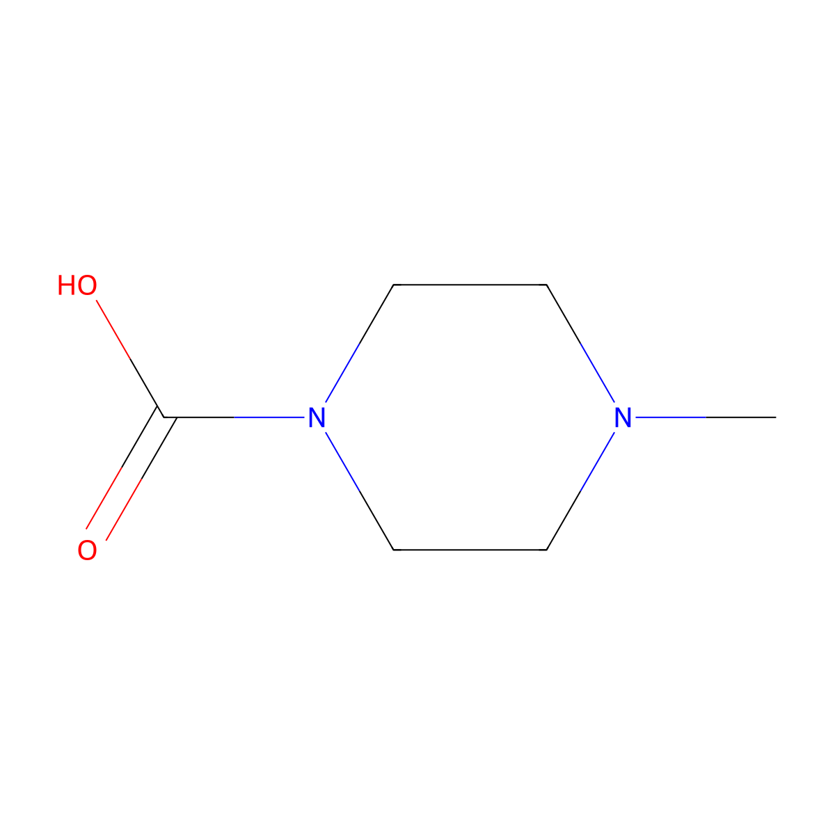 4-Methyl-1-piperazinecarboxylic acid molecular structure, CAS 58226-19-0
