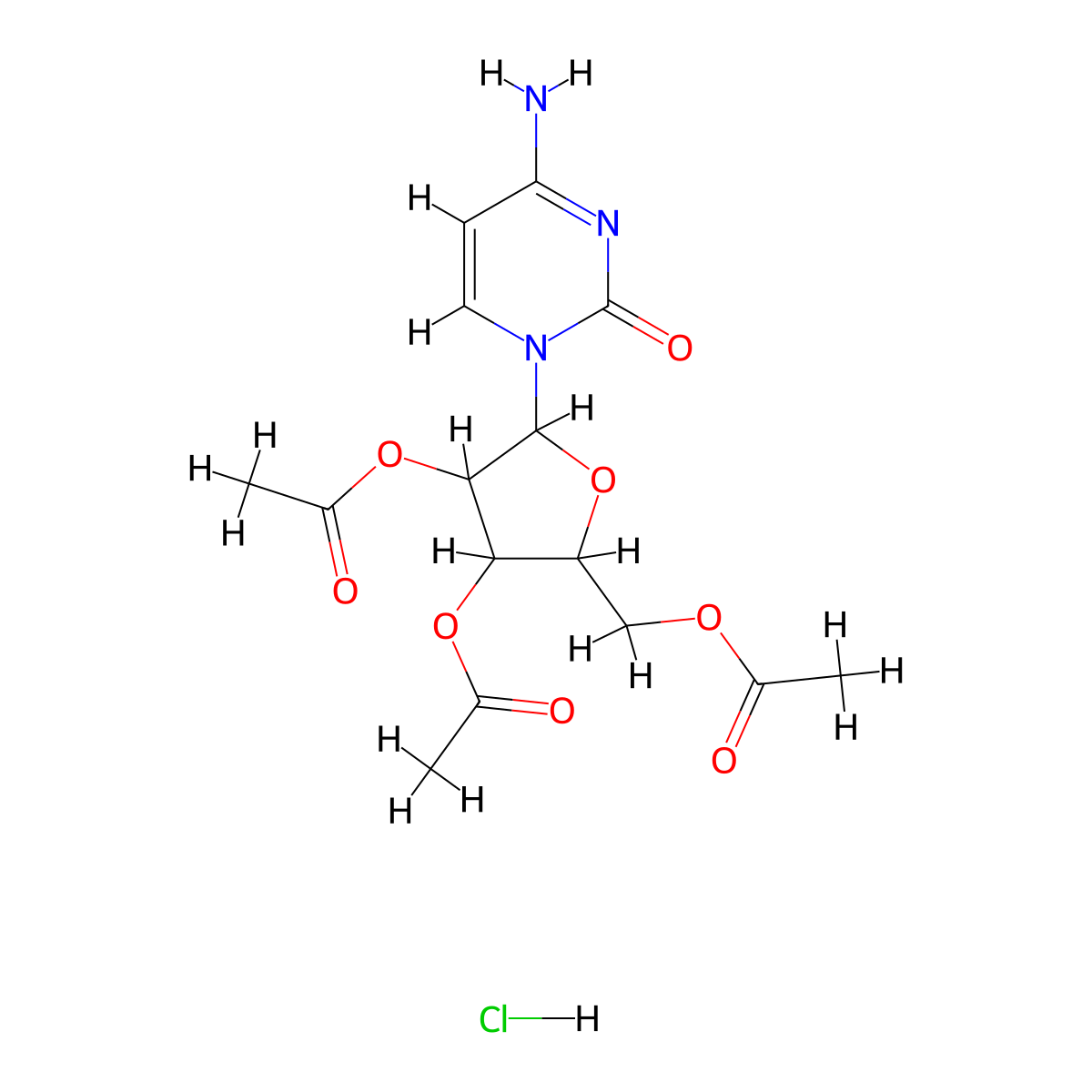 2',3',5'-Tri-O-acetylcytidine HCl molecular structure, CAS 58227-71-7