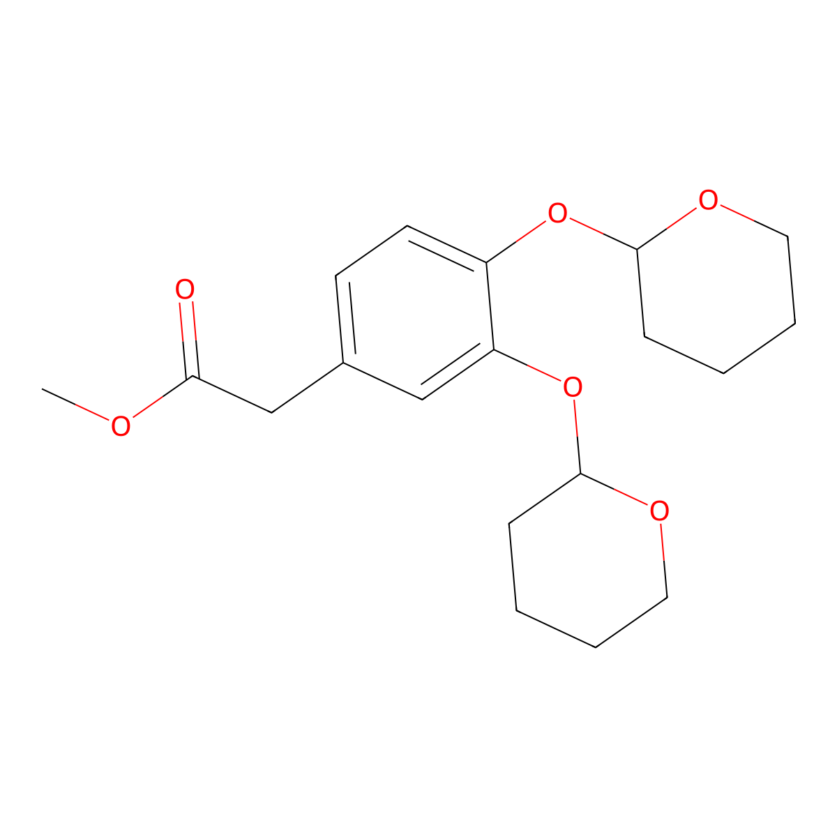 3,4-Bis[(tetrahydro-2H-pyran-2-yl)oxy]benzeneacetic Acid Methyl Ester molecular structure, CAS 582289-84-7