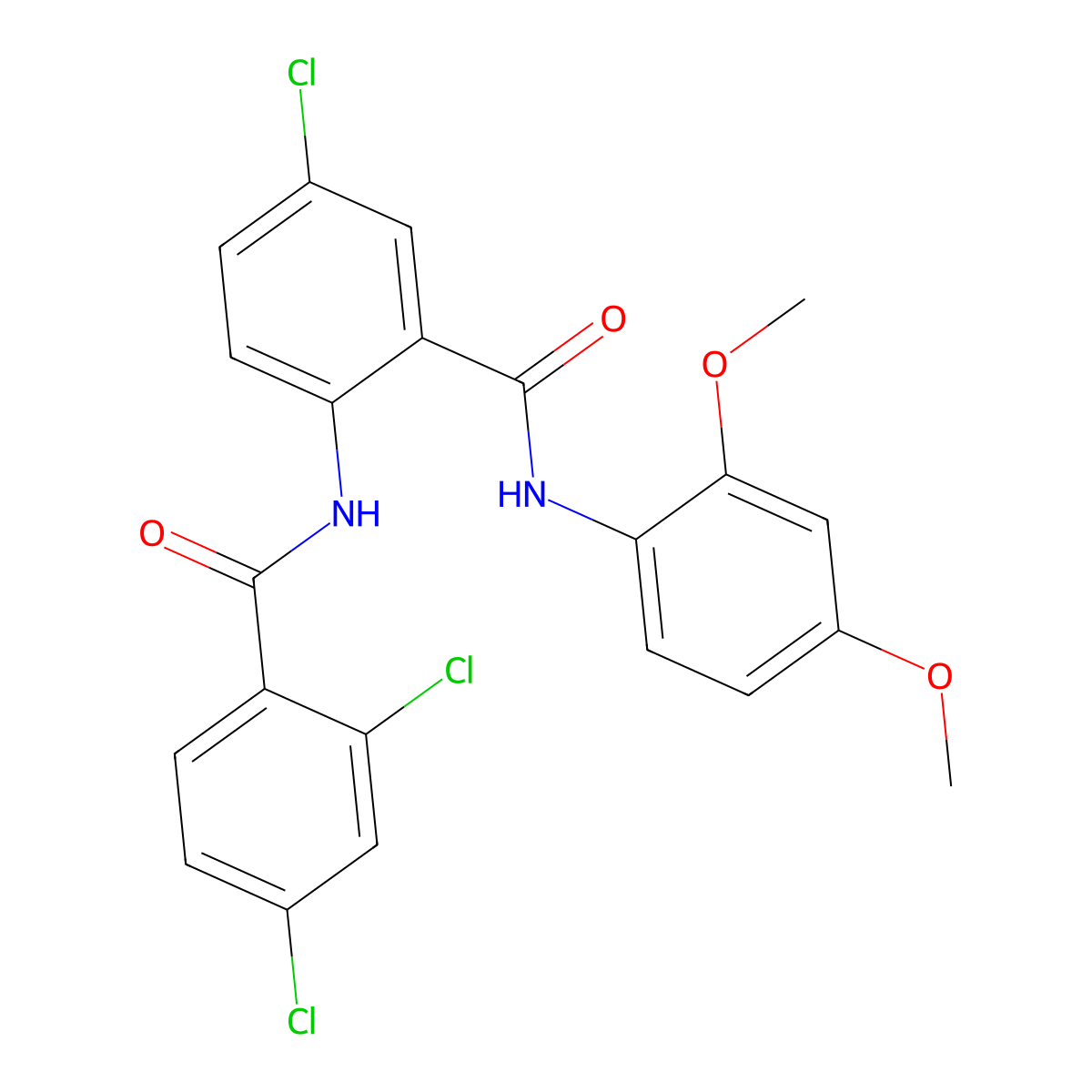 2,4-dichloro-N-{4-chloro-2-[(2,4-dimethoxyphenyl)carbamoyl]phenyl}benzamide molecular structure, CAS 5823-24-5