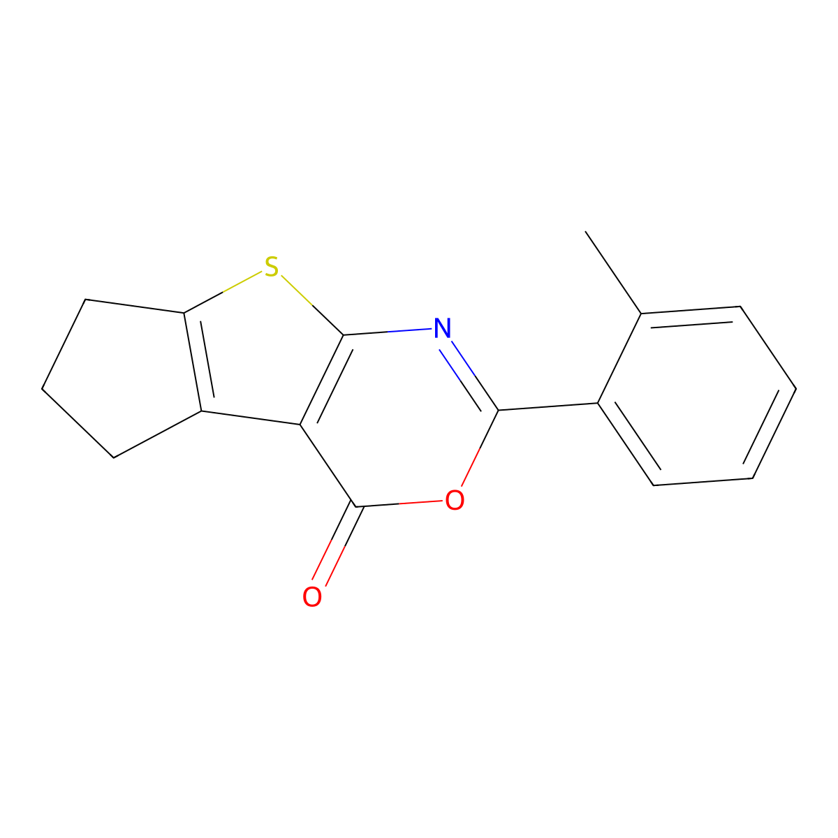 6-o-Tolyl-2,3-dihydro-1H-5-oxa-8-thia-7-aza-cyclopenta[a]inden-4-one molecular structure, CAS 5823-30-3