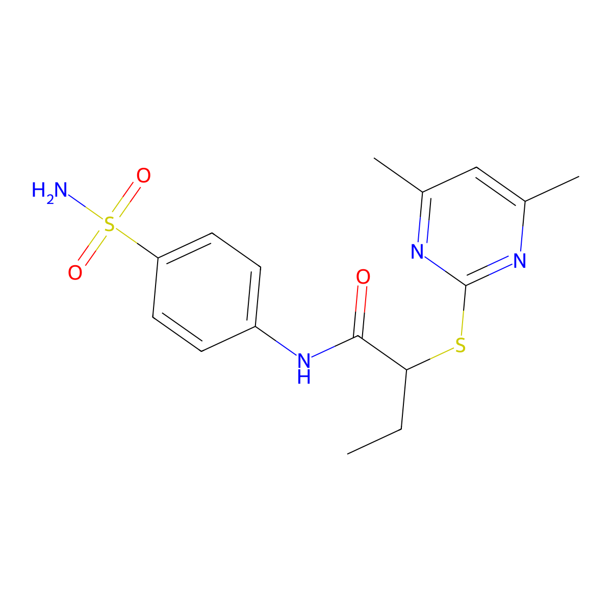 2-[(4,6-dimethylpyrimidin-2-yl)sulfanyl]-N-(4-sulfamoylphenyl)butanamide molecular structure, CAS 5823-84-7