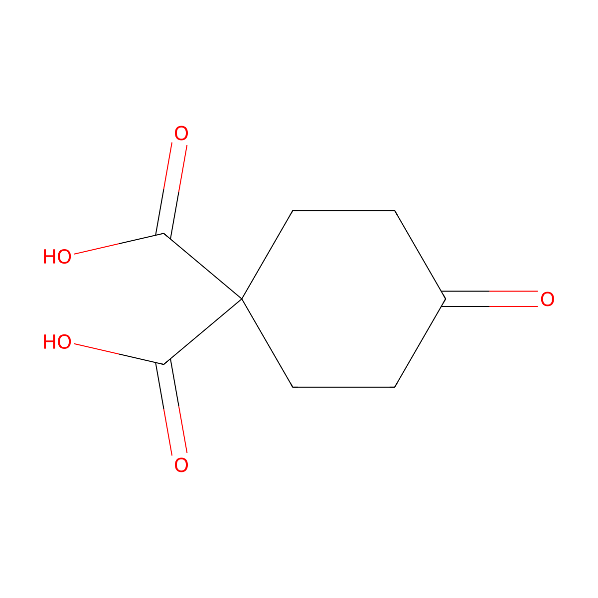 4-Oxocyclohexane-1,1-dicarboxylic acid molecular structure, CAS 58230-12-9