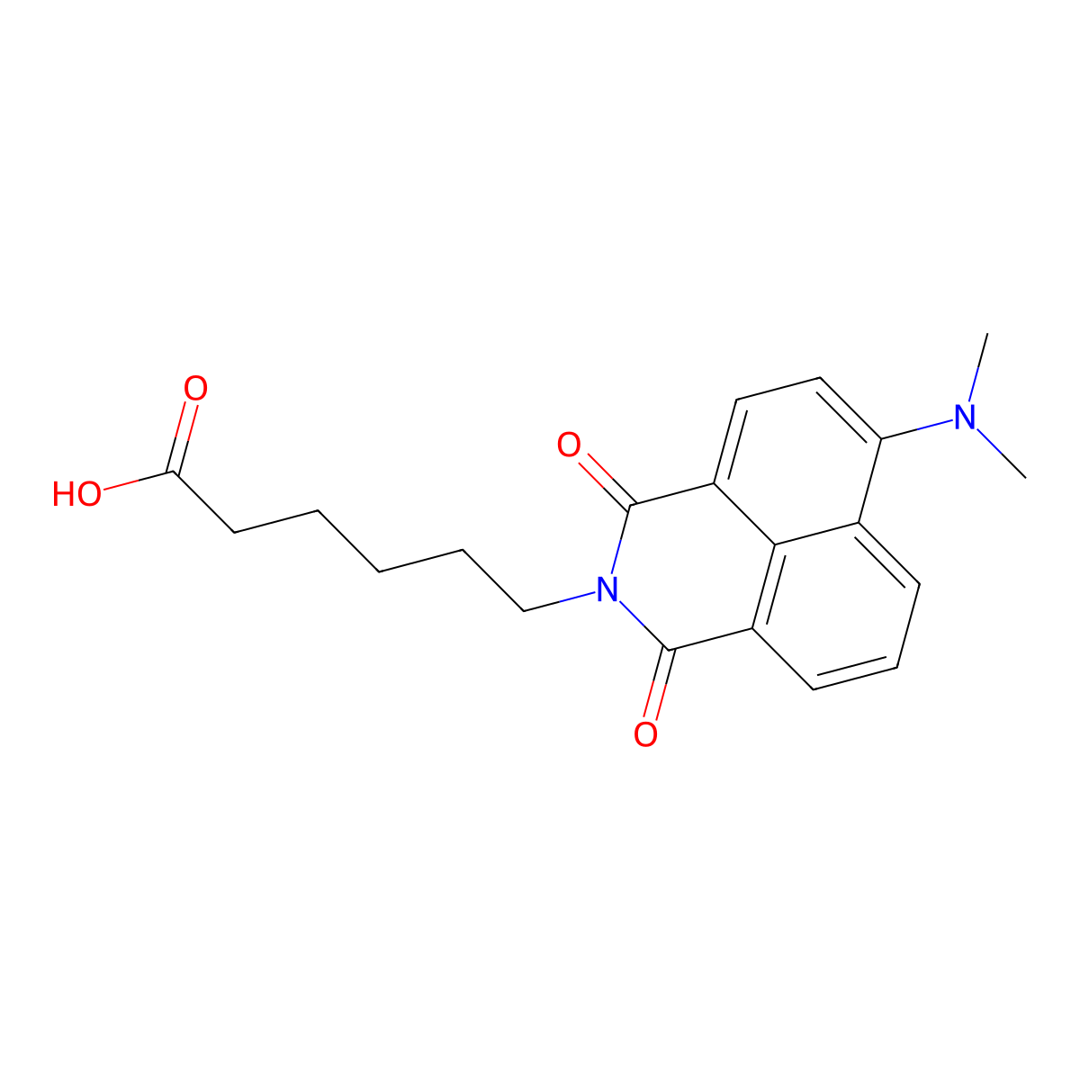 6-(6-(dimethylamino)-1,3-dioxo-1H-benzo[de]isoquinolin-2(3H)-yl)hexanoic acid molecular structure, CAS 582300-47-8