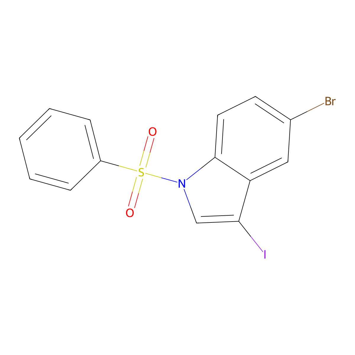 1-(Benzenesulfonyl)-5-bromo-3-iodo-1H-indole molecular structure, CAS 582305-43-9