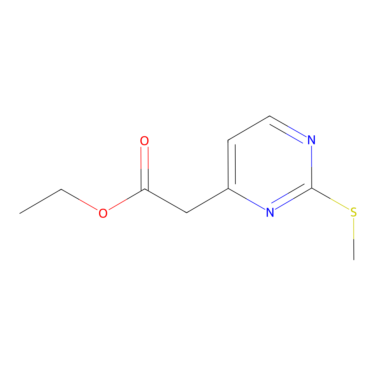 Ethyl 2-(2-(methylthio)pyrimidin-4-yl)acetate molecular structure, CAS 582309-12-4