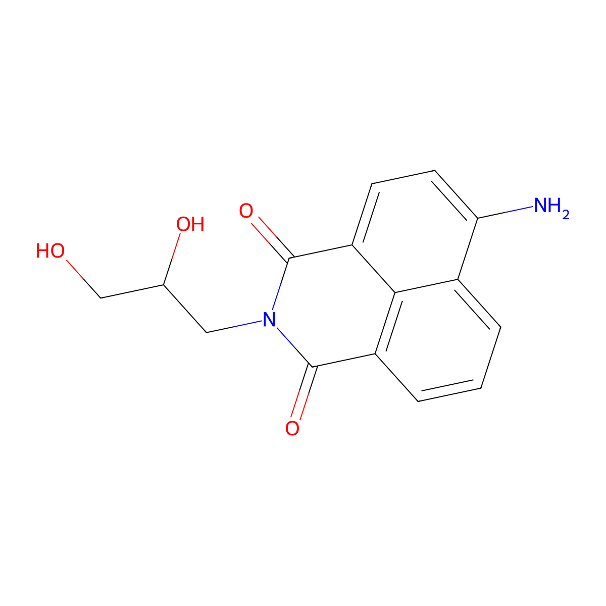 6-amino-2-(2,3-dihydroxypropyl)-1H-benzo[de]isoquinoline-1,3(2H)-dione molecular structure, CAS 58232-23-8