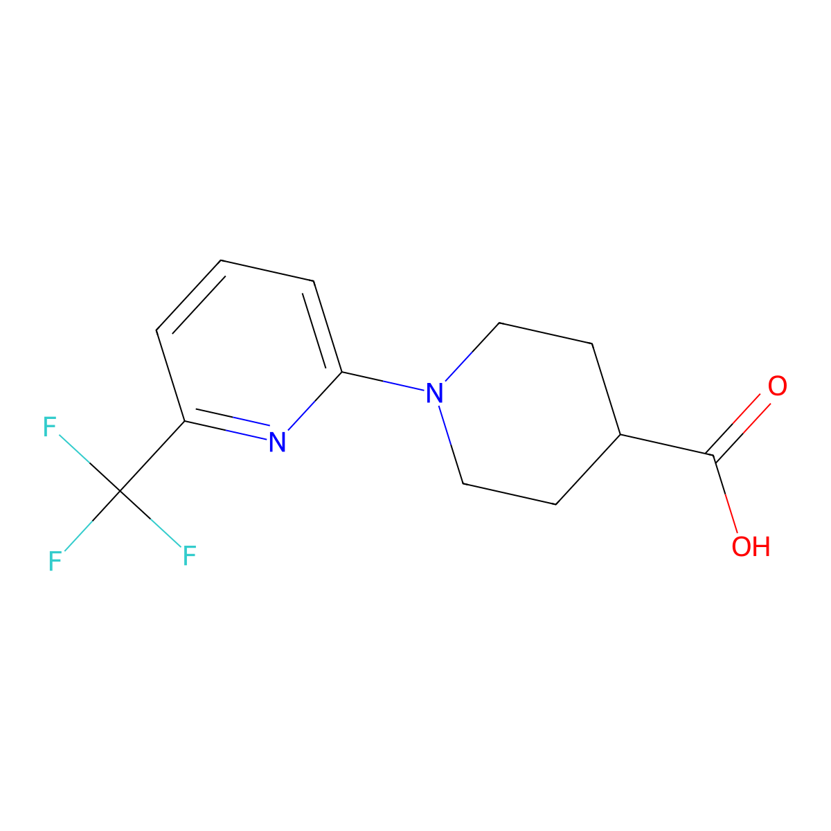 1-[6-(Trifluoromethyl)pyridin-2-yl]piperidine-4-carboxylic acid molecular structure, CAS 582325-39-1