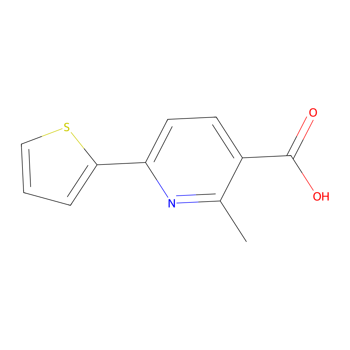 2-Methyl-6-(thiophen-2-yl)pyridine-3-carboxylic acid molecular structure, CAS 582325-50-6