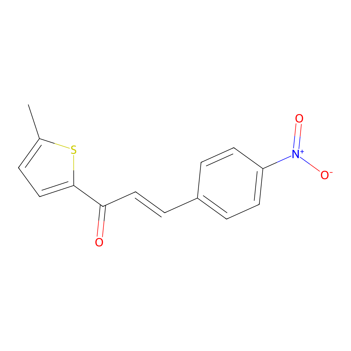 2-Propen-1-one, 1-(5-methyl-2-thienyl)-3-(4-nitrophenyl)- molecular structure, CAS 58235-87-3