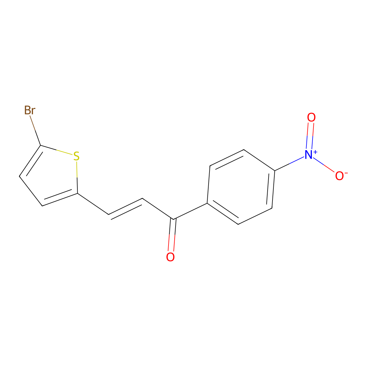 2-Propen-1-one, 3-(5-bromo-2-thienyl)-1-(4-nitrophenyl)- molecular structure, CAS 58235-90-8