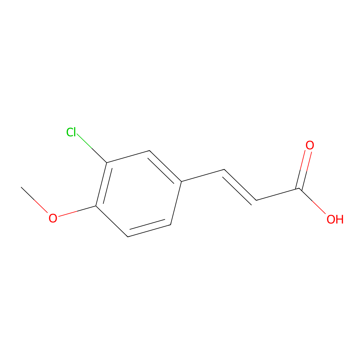 3-Chloro-4-methoxycinnamic acid molecular structure, CAS 58236-76-3