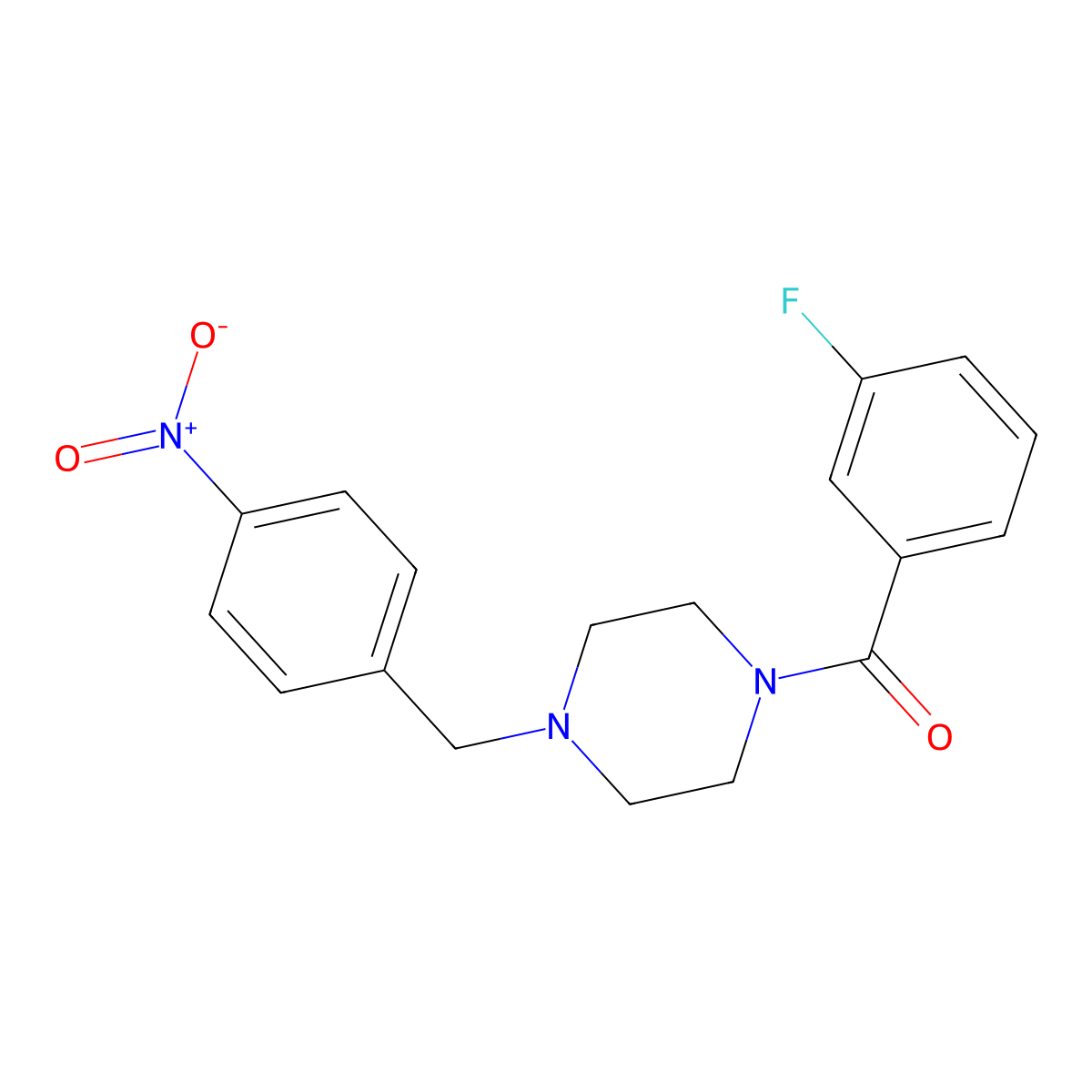 (3-Fluorophenyl)-[4-[(4-nitrophenyl)methyl]piperazin-1-yl]methanone molecular structure, CAS 5824-43-1