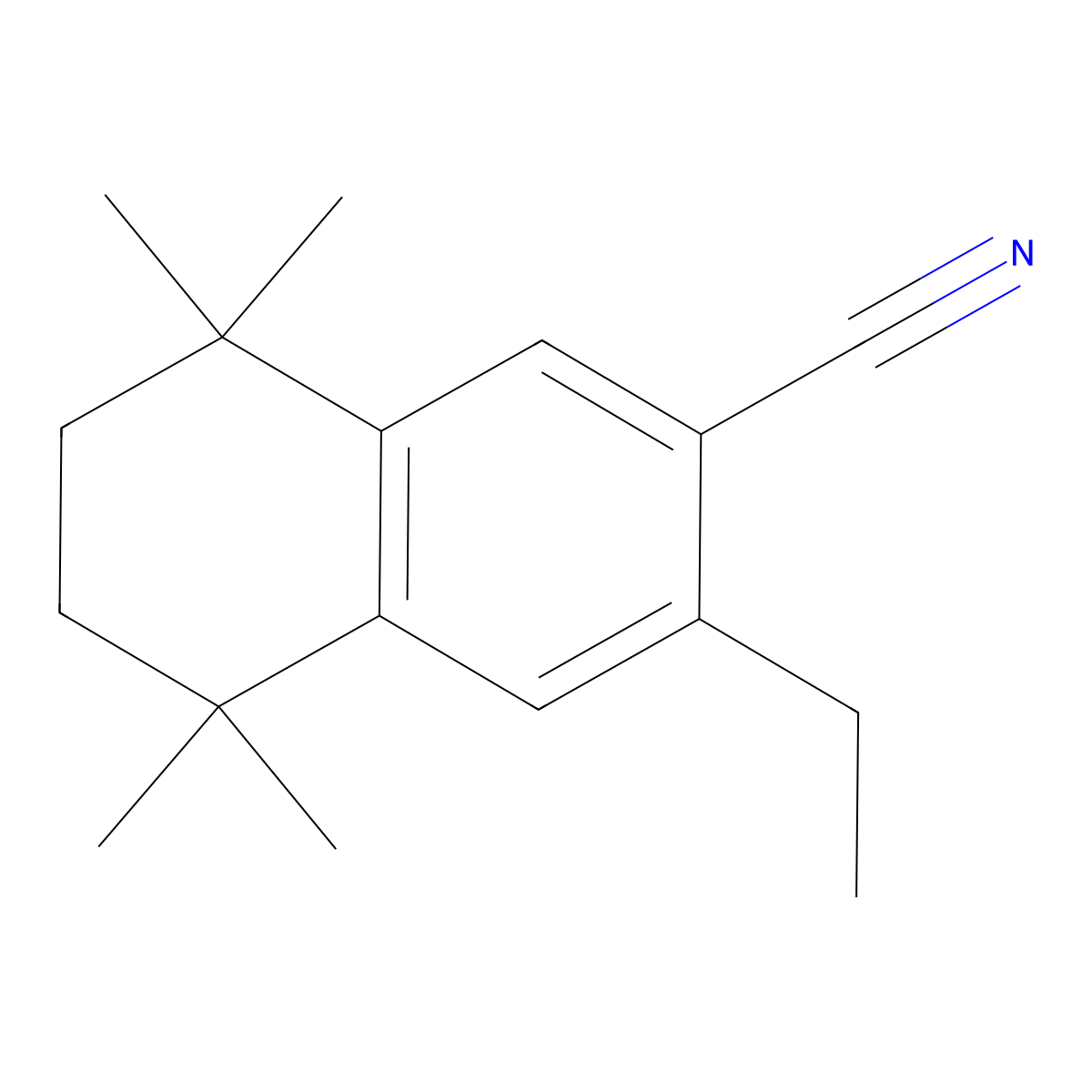 2-Naphthalenecarbonitrile, 3-ethyl-5,6,7,8-tetrahydro-5,5,8,8-tetramethyl- molecular structure, CAS 58243-87-1