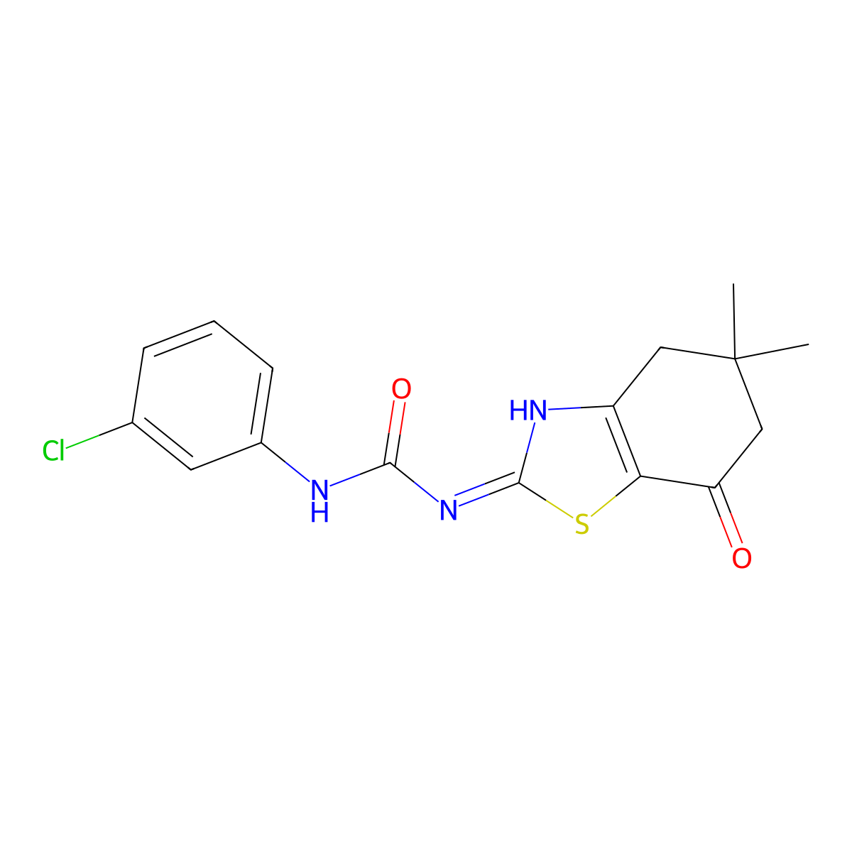 1-(3-Chlorophenyl)-3-(5,5-dimethyl-7-oxo-4,5,6,7-tetrahydrobenzo[d]thiazol-2-yl)urea molecular structure, CAS 58248-54-7