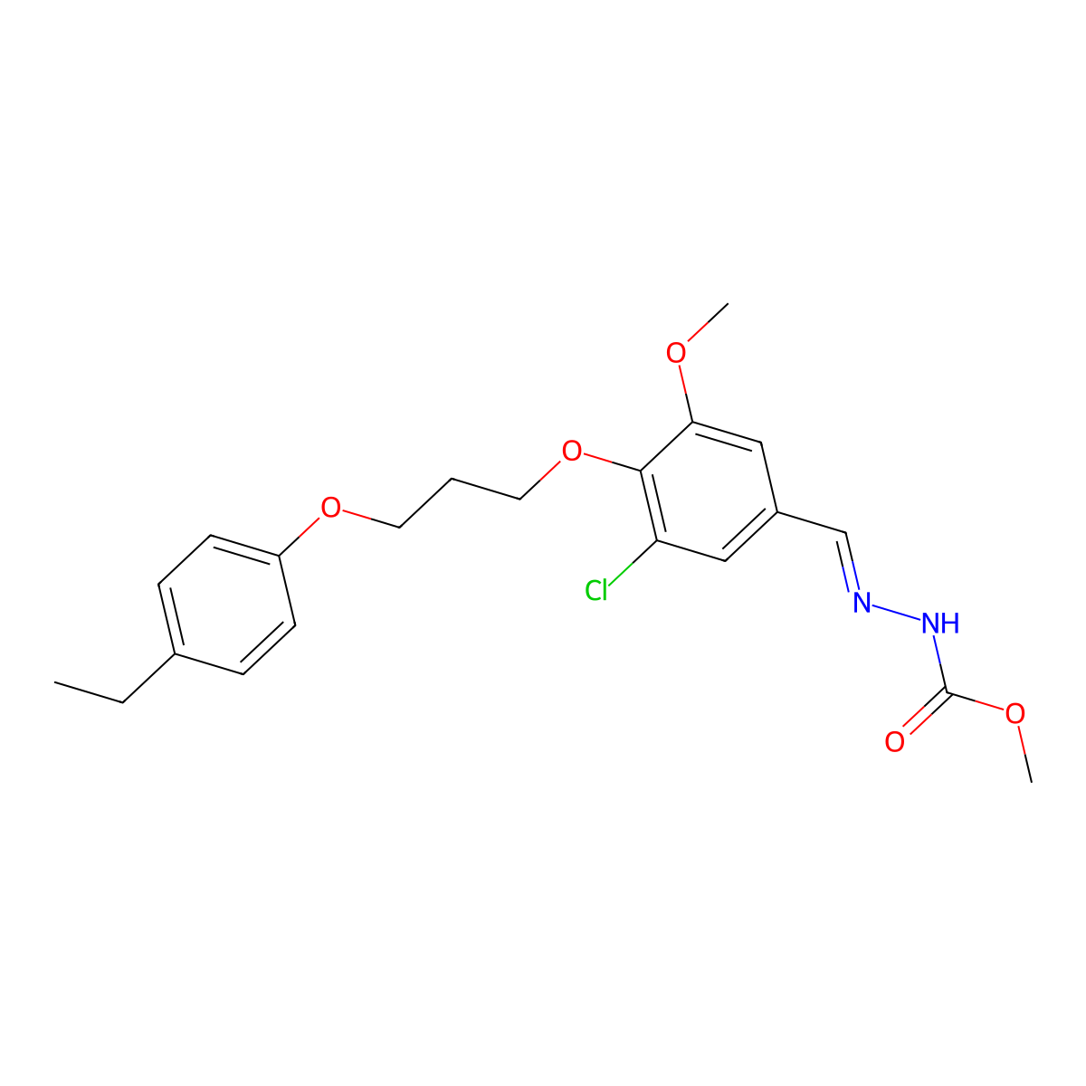 Methyl 2-({3-chloro-4-[3-(4-ethylphenoxy)propoxy]-5-methoxyphenyl}methylidene)hydrazine-1-carboxylate molecular structure, CAS 5826-04-0