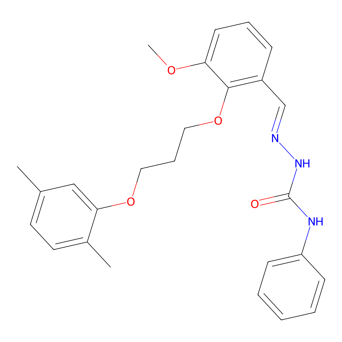 2-({2-[3-(2,5-Dimethylphenoxy)propoxy]-3-methoxyphenyl}methylidene)-N-phenylhydrazine-1-carboxamide molecular structure, CAS 5826-14-2