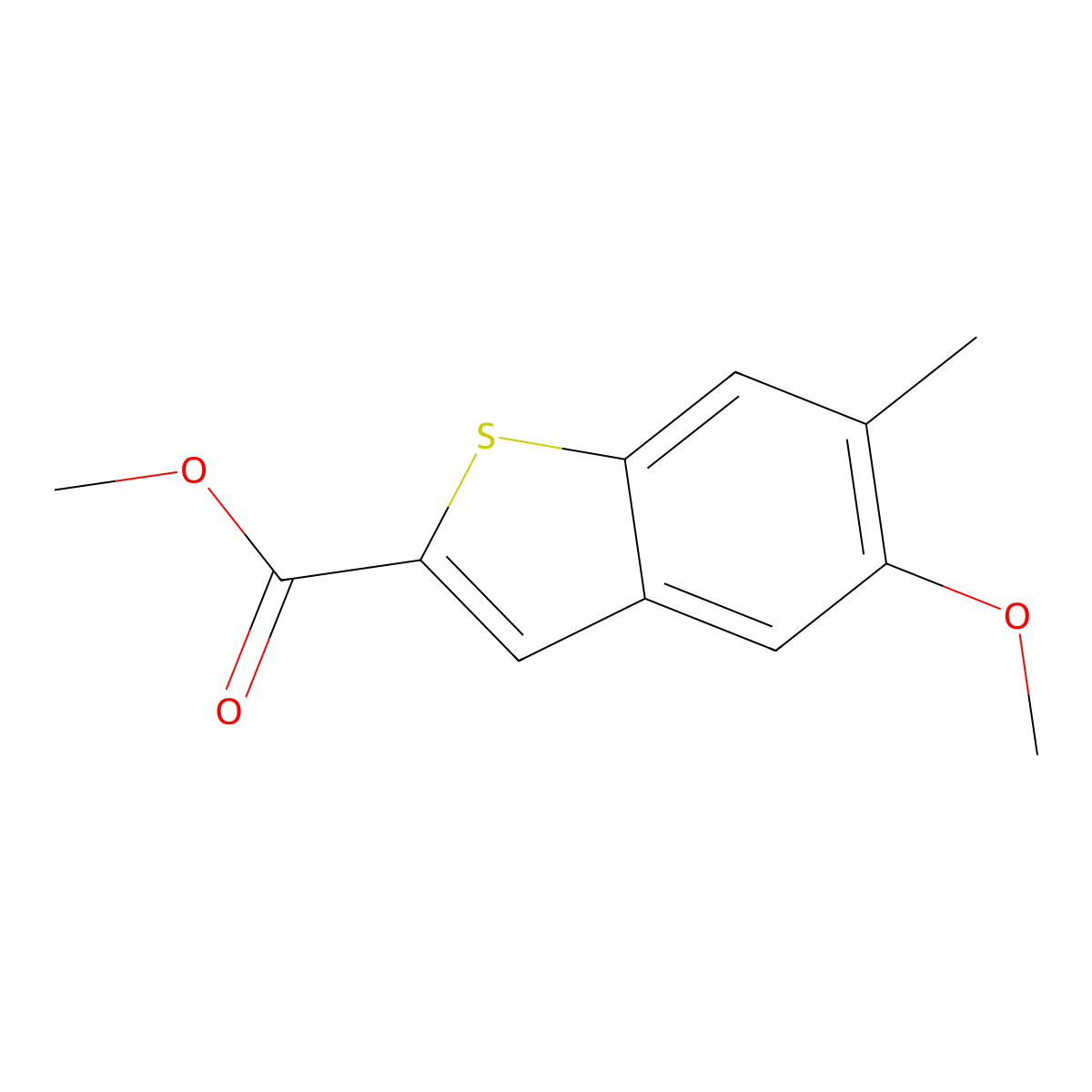 Methyl 5-methoxy-6-methylbenzo[b]thiophene-2-carboxylate molecular structure, CAS 58264-69-0