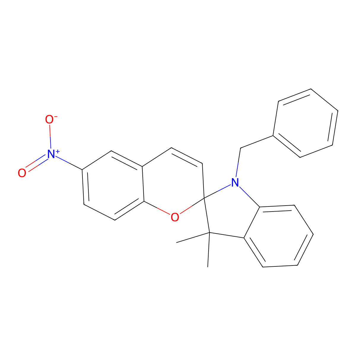 1'-Benzyl-3',3'-dimethyl-6-nitrospiro[chromene-2,2'-indoline] molecular structure, CAS 58273-90-8