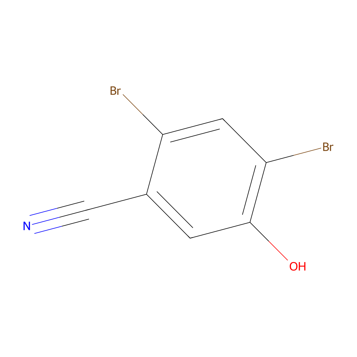 2,4-Dibromo-5-hydroxybenzonitrile molecular structure, CAS 58276-56-5