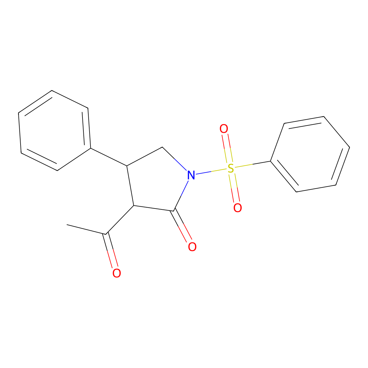3-Acetyl-4-phenyl-1-(phenylsulfonyl)pyrrolidin-2-one molecular structure, CAS 5828-59-1