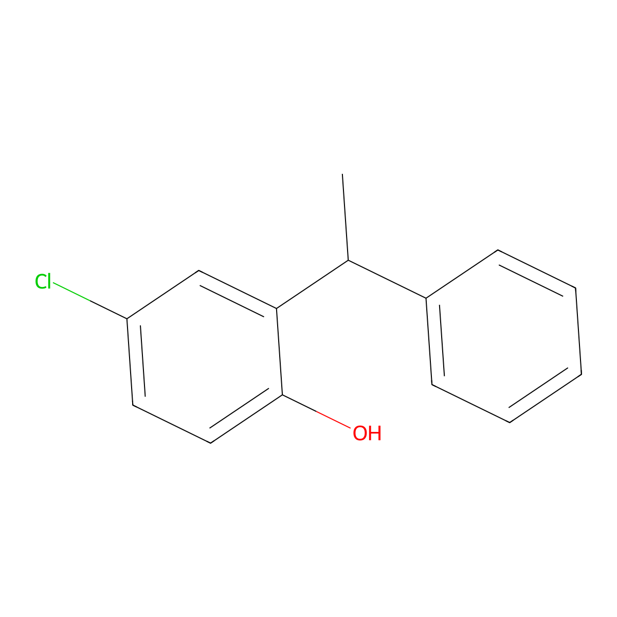 4-Chloro-2-(1-phenylethyl)phenol molecular structure, CAS 5828-70-6