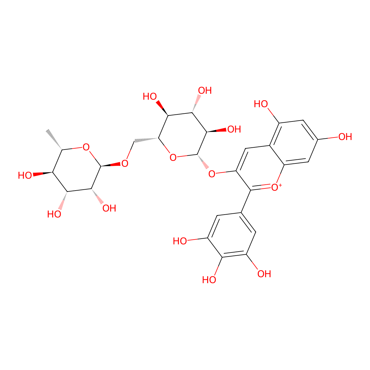Delphinidin 3-O-rutinoside molecular structure, CAS 58285-26-0