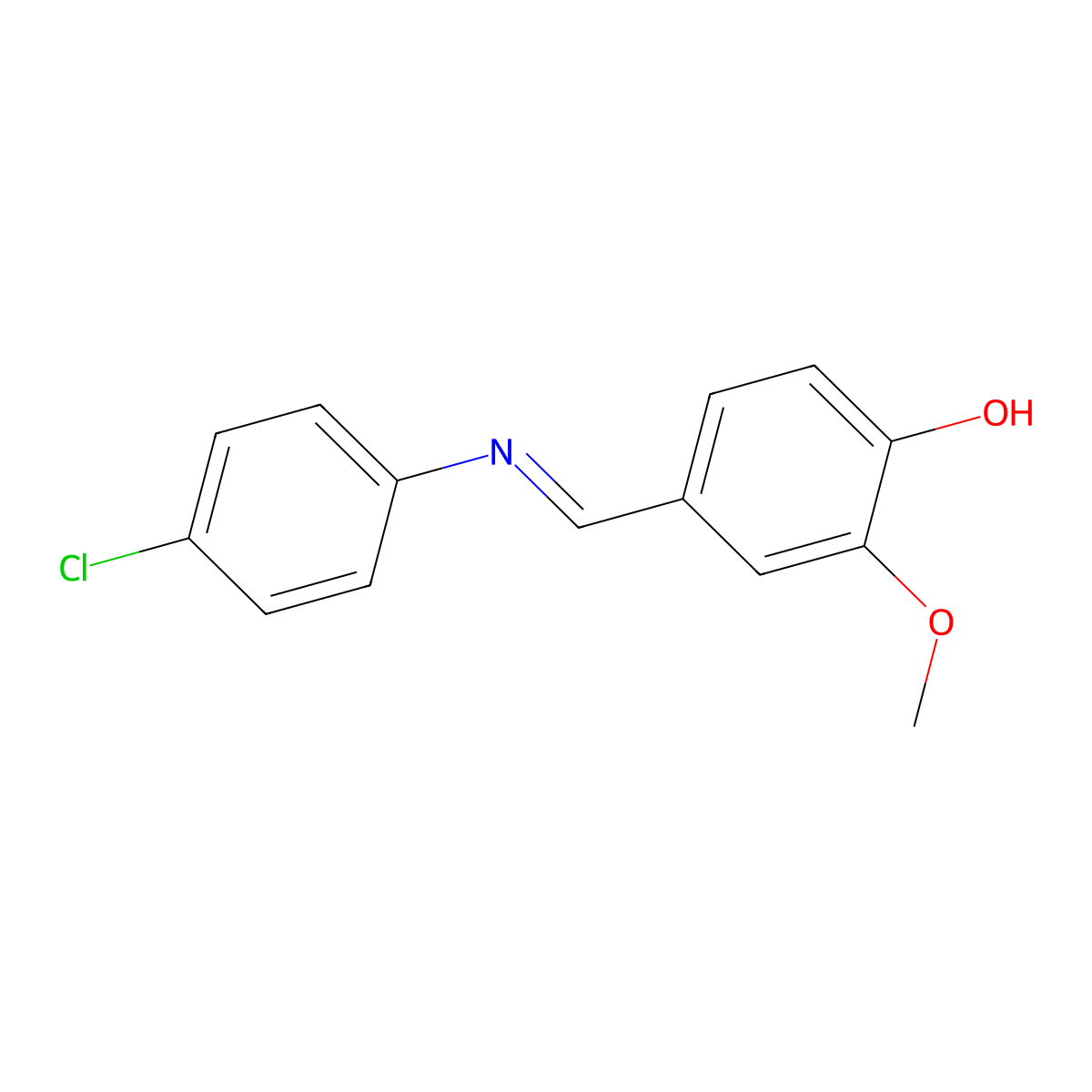 4-{[(4-Chlorophenyl)imino]methyl}-2-methoxyphenol molecular structure, CAS 58285-74-8
