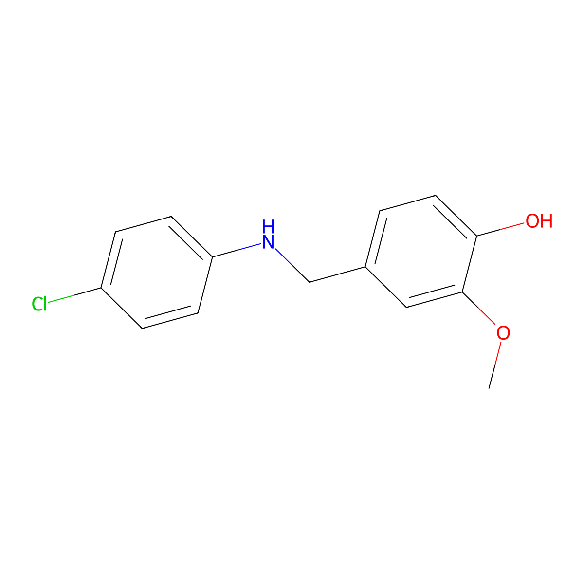 4-{[(4-Chlorophenyl)amino]methyl}-2-methoxyphenol molecular structure, CAS 58285-81-7