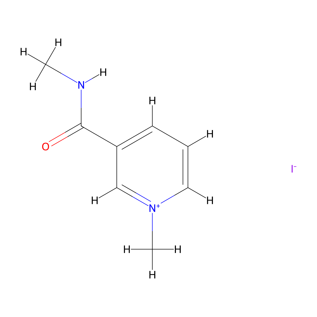 1-Methyl-3-(methylcarbamoyl)pyridin-1-ium iodide molecular structure, CAS 58287-40-4