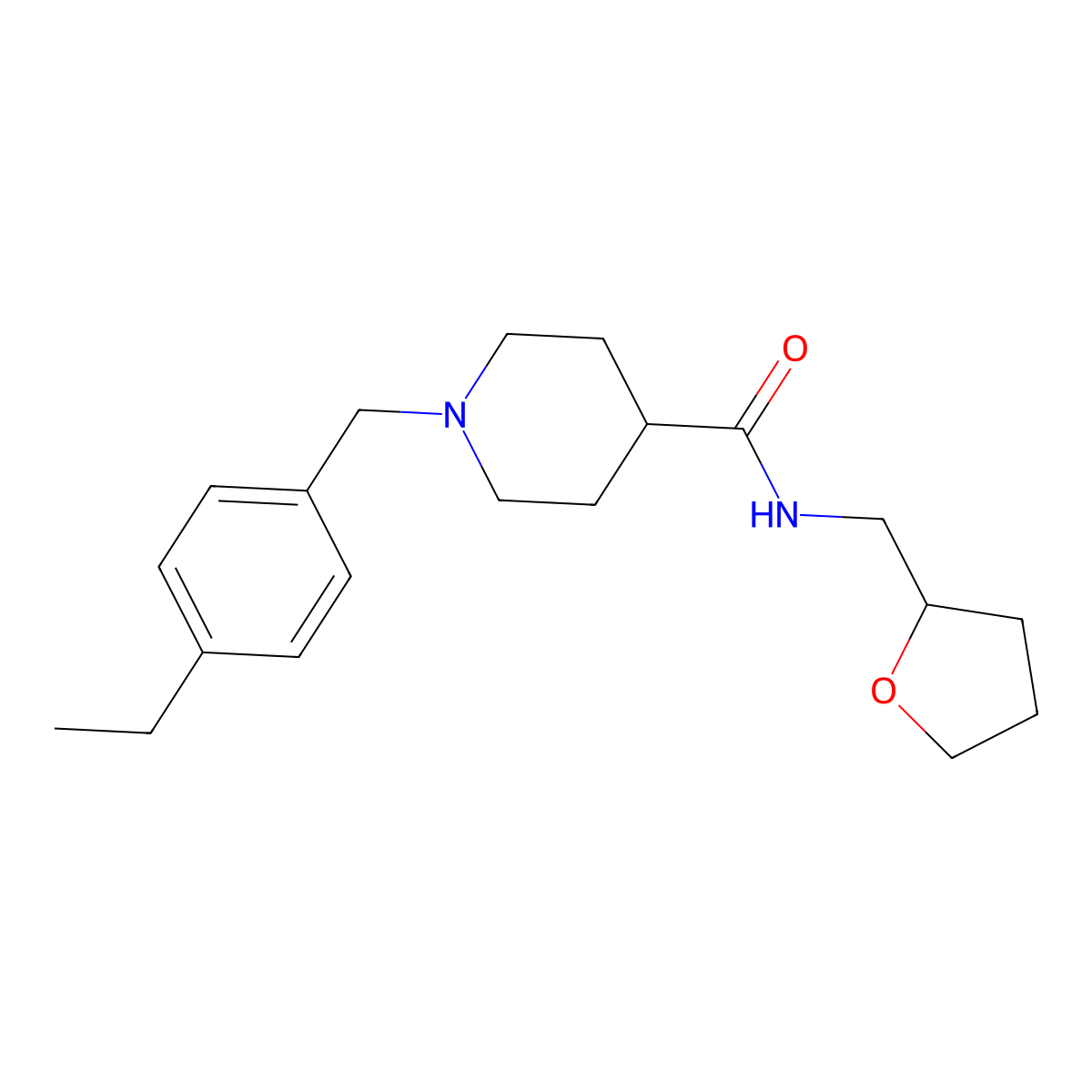 1-(4-ethylbenzyl)-N-(tetrahydrofuran-2-ylmethyl)piperidine-4-carboxamide molecular structure, CAS 5829-55-0