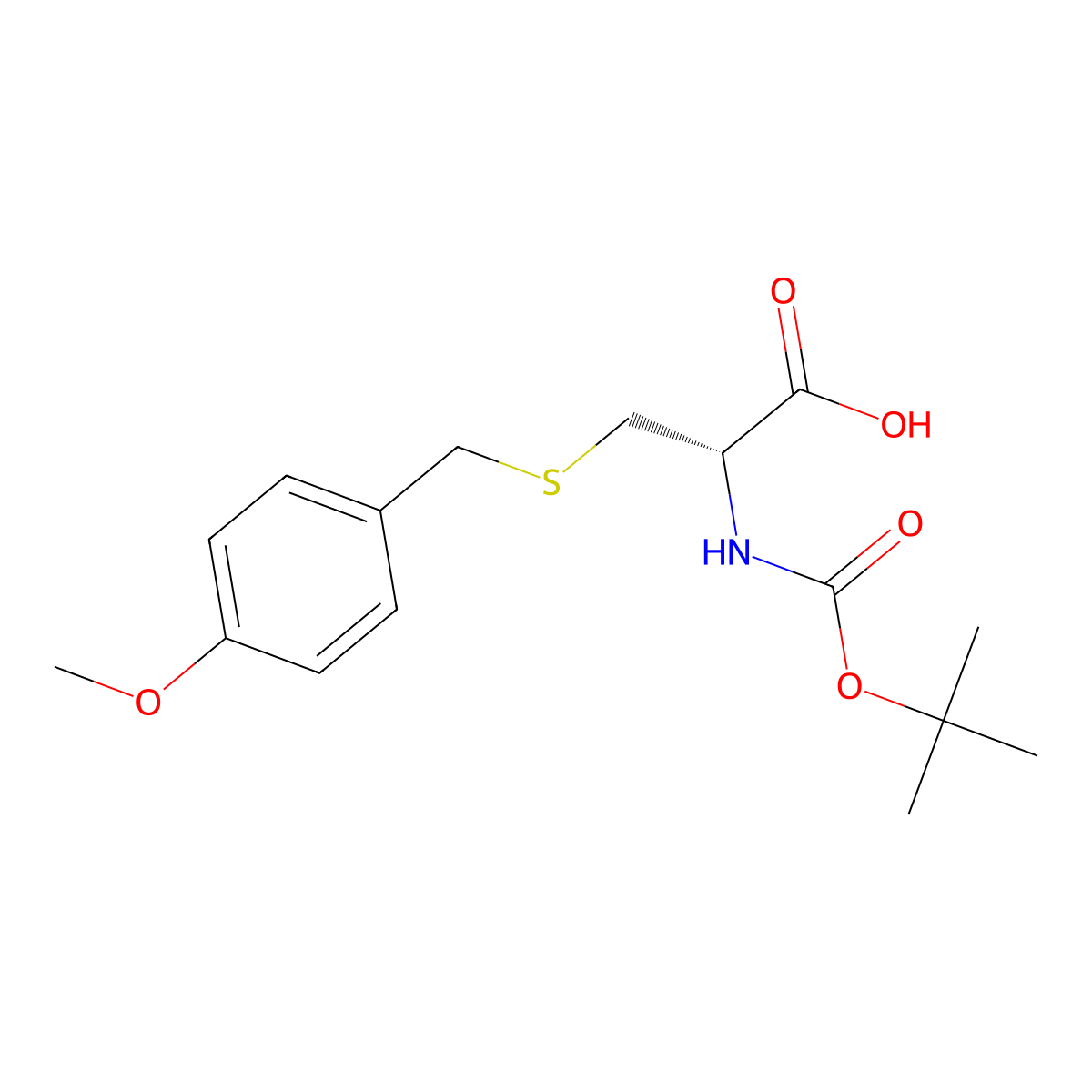 N-[(1,1-Dimethylethoxy)carbonyl]-S-[(4-methoxyphenyl)methyl]-D-cysteine molecular structure, CAS 58290-35-0