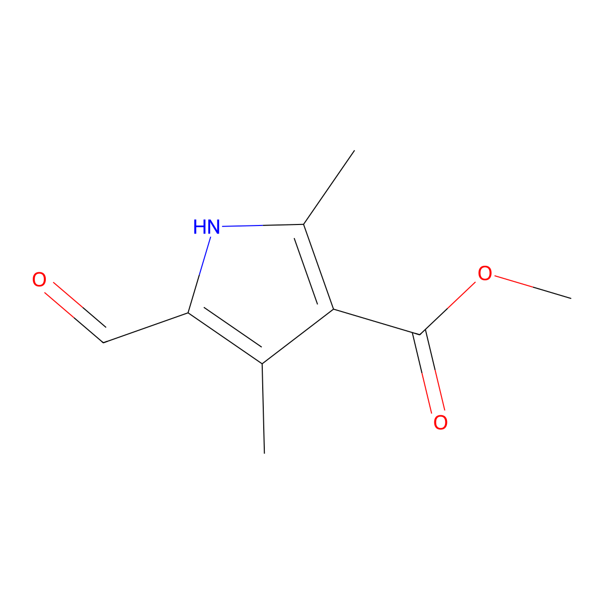 methyl 5-formyl-2,4-dimethyl-1H-pyrrole-3-carboxylate molecular structure, CAS 58298-68-3