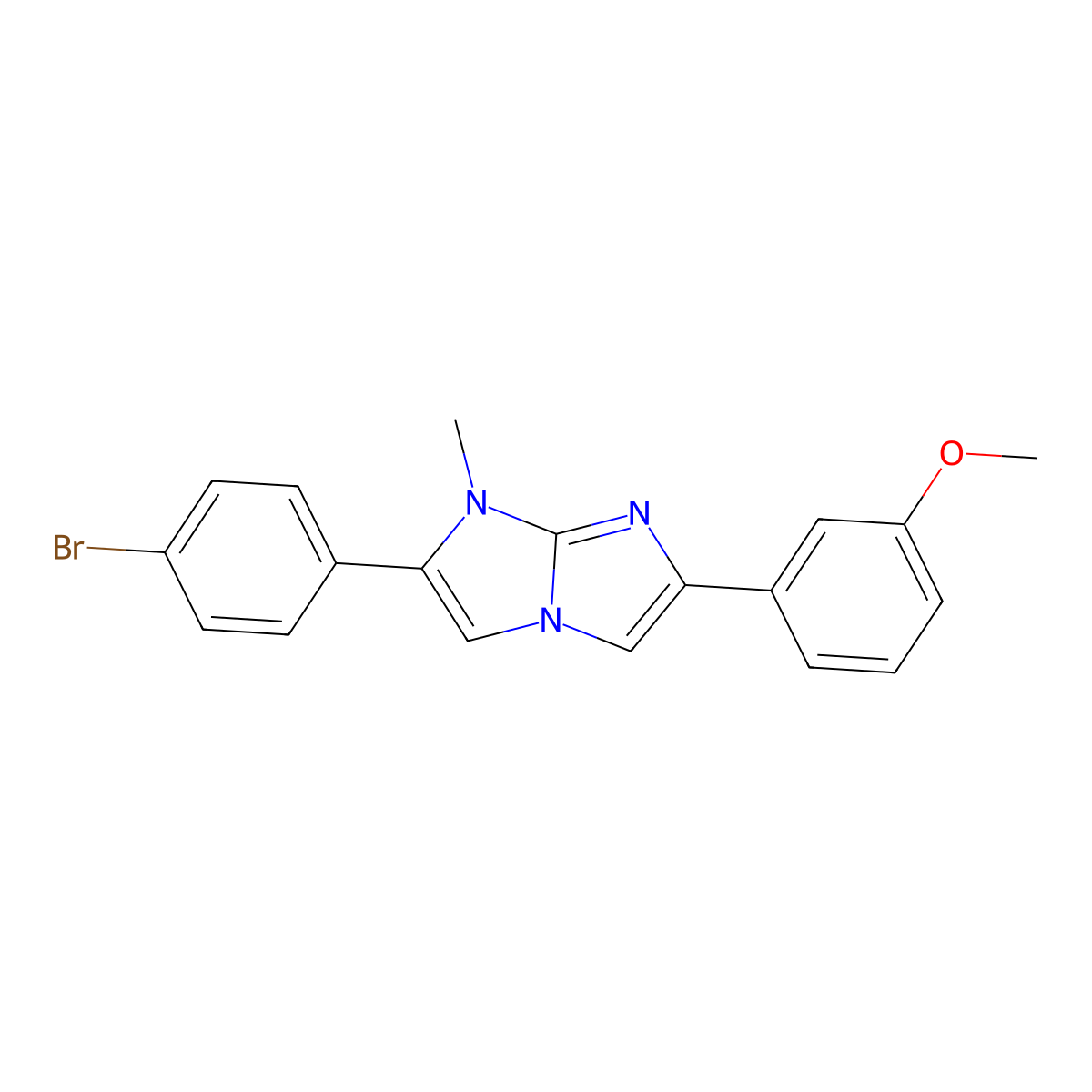 2-(4-bromophenyl)-6-(3-methoxyphenyl)-1-methyl-1H-imidazo[1,2-a]imidazole molecular structure, CAS 5830-98-8