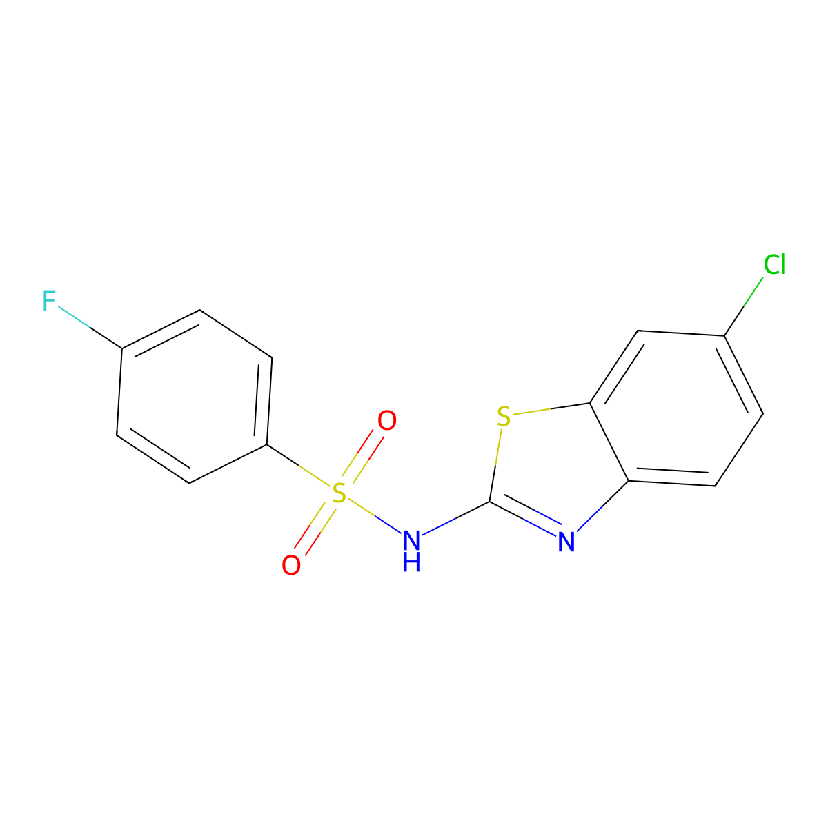 N-(6-chloro-1,3-benzothiazol-2-yl)-4-fluorobenzenesulfonamide molecular structure, CAS 583030-83-5