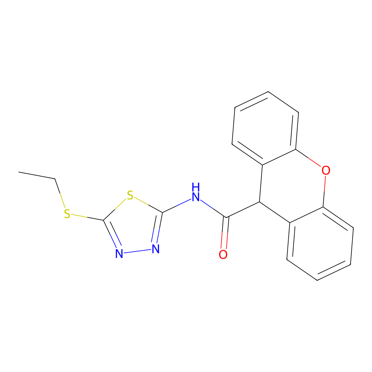 N-(5-ethylsulfanyl-1,3,4-thiadiazol-2-yl)-9H-xanthene-9-carboxamide molecular structure, CAS 583031-46-3