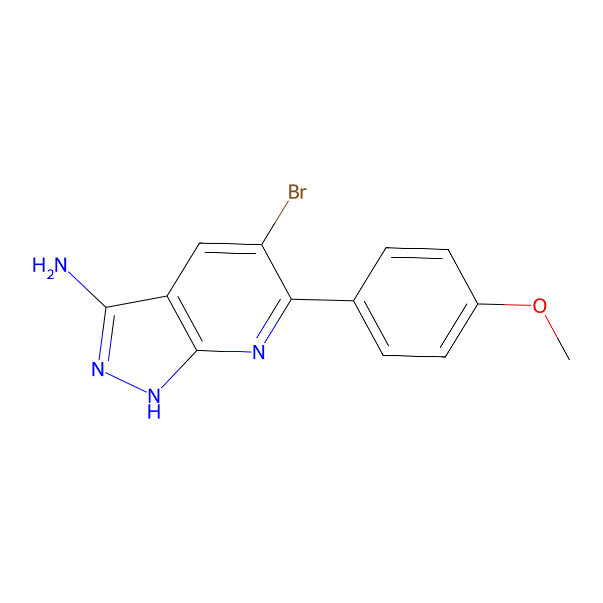 5-bromo-6-(4-methoxyphenyl)-1H-pyrazolo[3,4-b]pyridin-3-amine molecular structure, CAS 583039-76-3