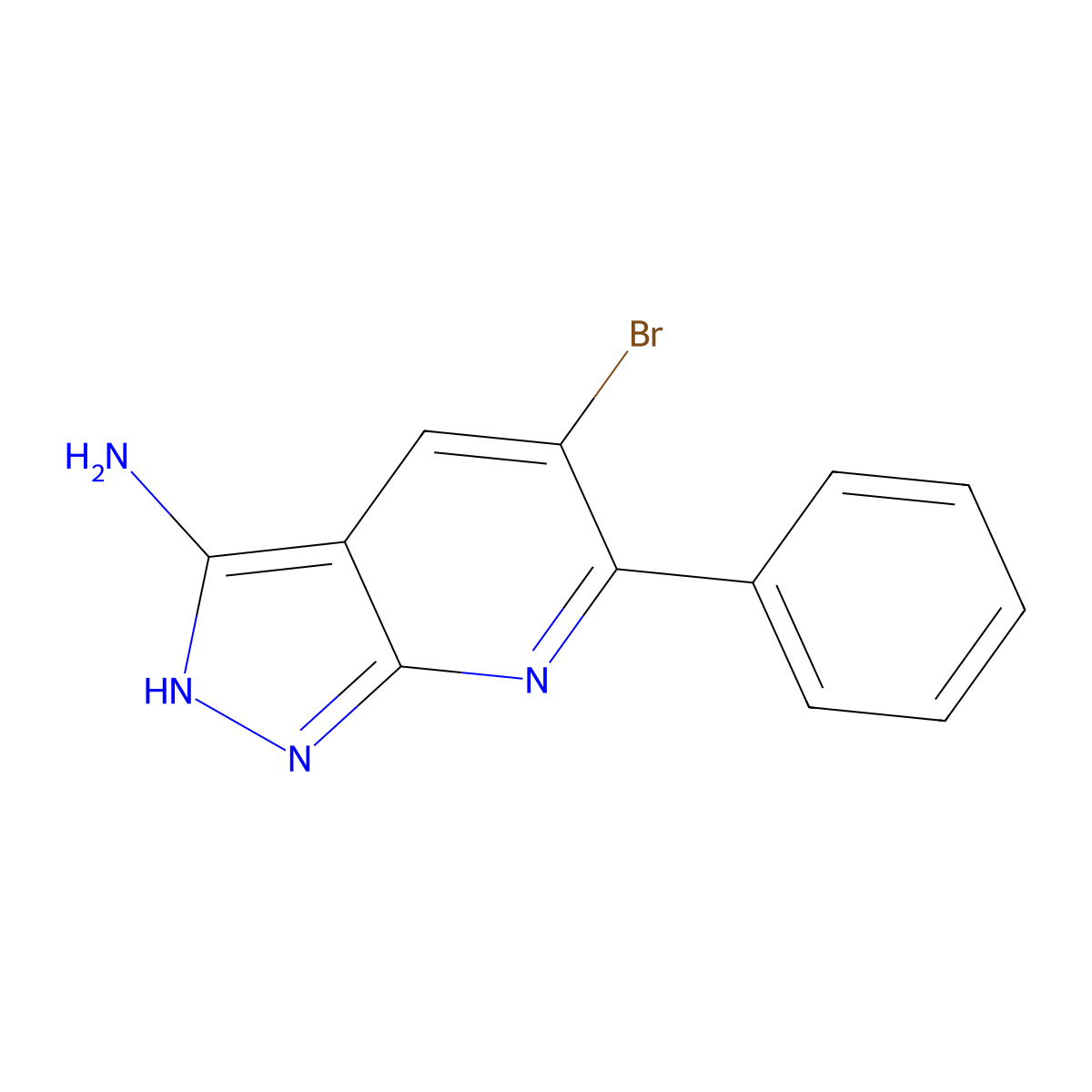 5-bromo-6-phenyl-1H-pyrazolo[3,4-b]pyridin-3-amine molecular structure, CAS 583039-87-6