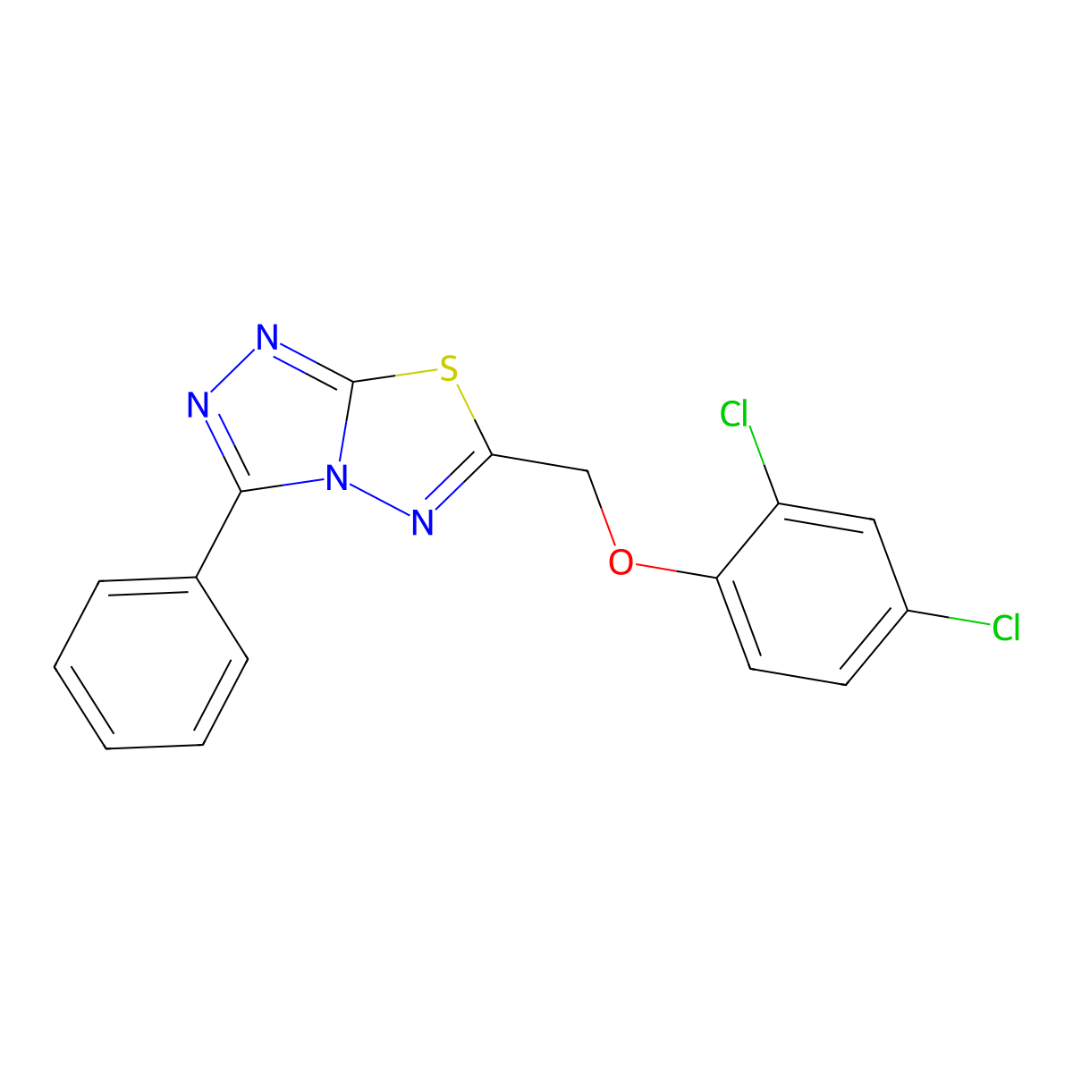 6-[(2,4-Dichlorophenoxy)methyl]-3-phenyl[1,2,4]triazolo[3,4-b][1,3,4]thiadiazole molecular structure, CAS 583058-85-9