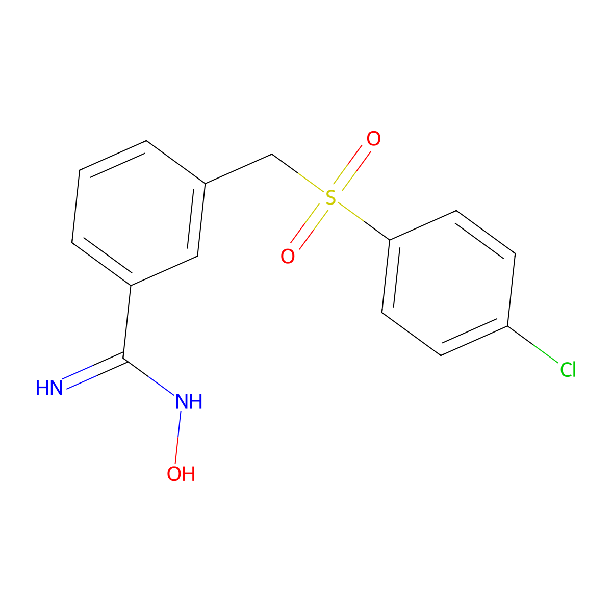 3-[(4-chlorophenyl)sulfonylmethyl]-N'-hydroxybenzenecarboximidamide molecular structure, CAS 583059-52-3