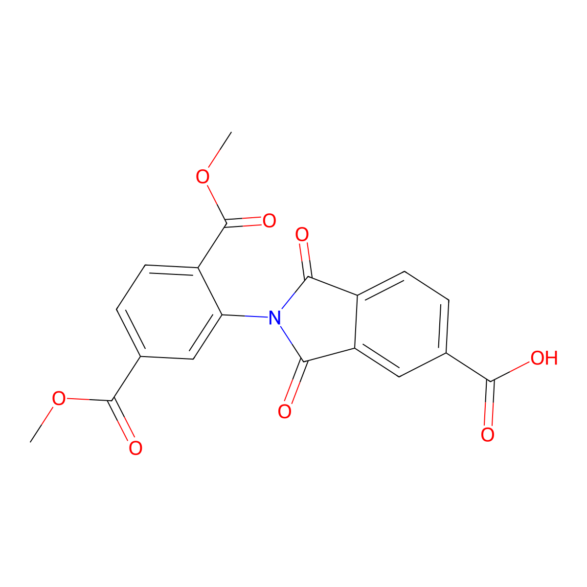 2-[2,5-bis(methoxycarbonyl)phenyl]-1,3-dioxo-2,3-dihydro-1H-isoindole-5-carboxylic acid molecular structure, CAS 58316-91-9