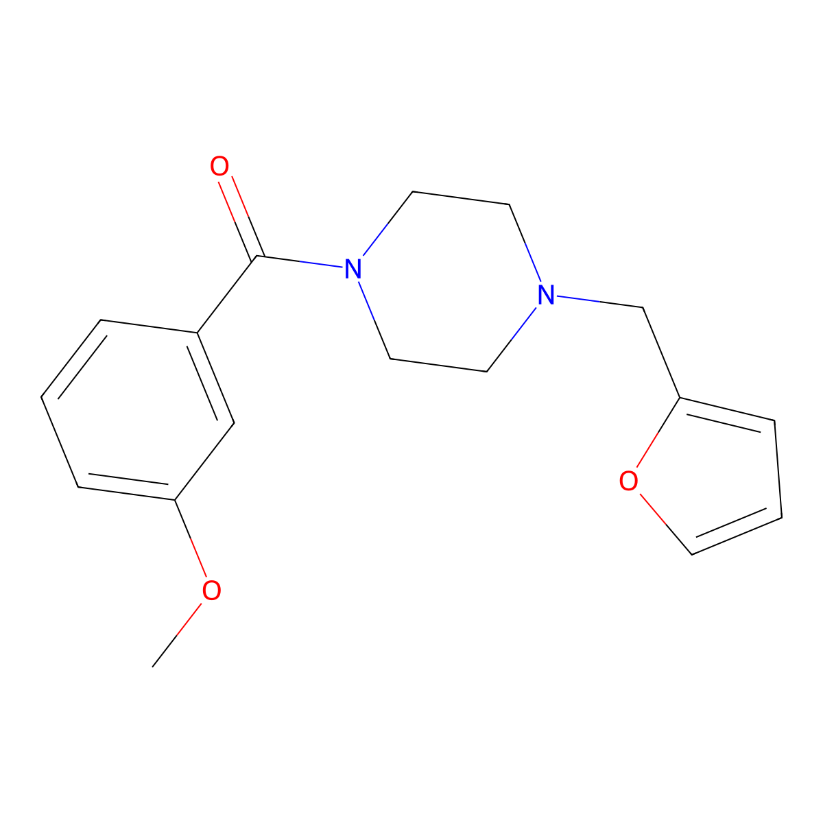 [4-(Furan-2-ylmethyl)piperazin-1-yl](3-methoxyphenyl)methanone molecular structure, CAS 5832-05-3