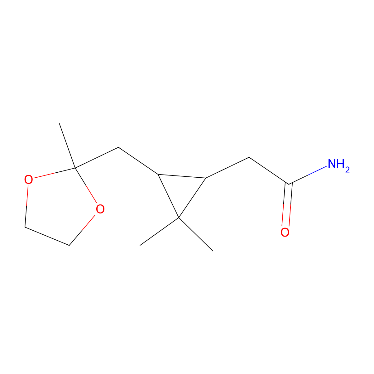 2-{2,2-Dimethyl-3-[(2-methyl-1,3-dioxolan-2-yl)methyl]cyclopropyl}acetamide molecular structure, CAS 5832-92-8