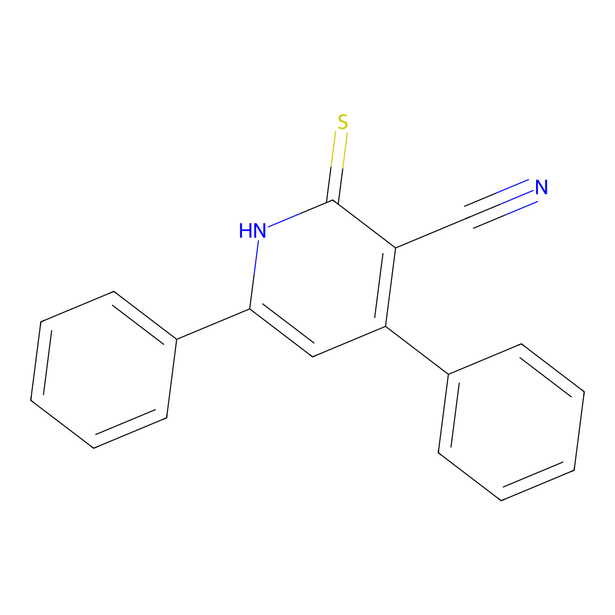 1,2-Dihydro-4,6-diphenyl-2-thioxo-3-pyridinecarbonitrile molecular structure, CAS 58327-74-5