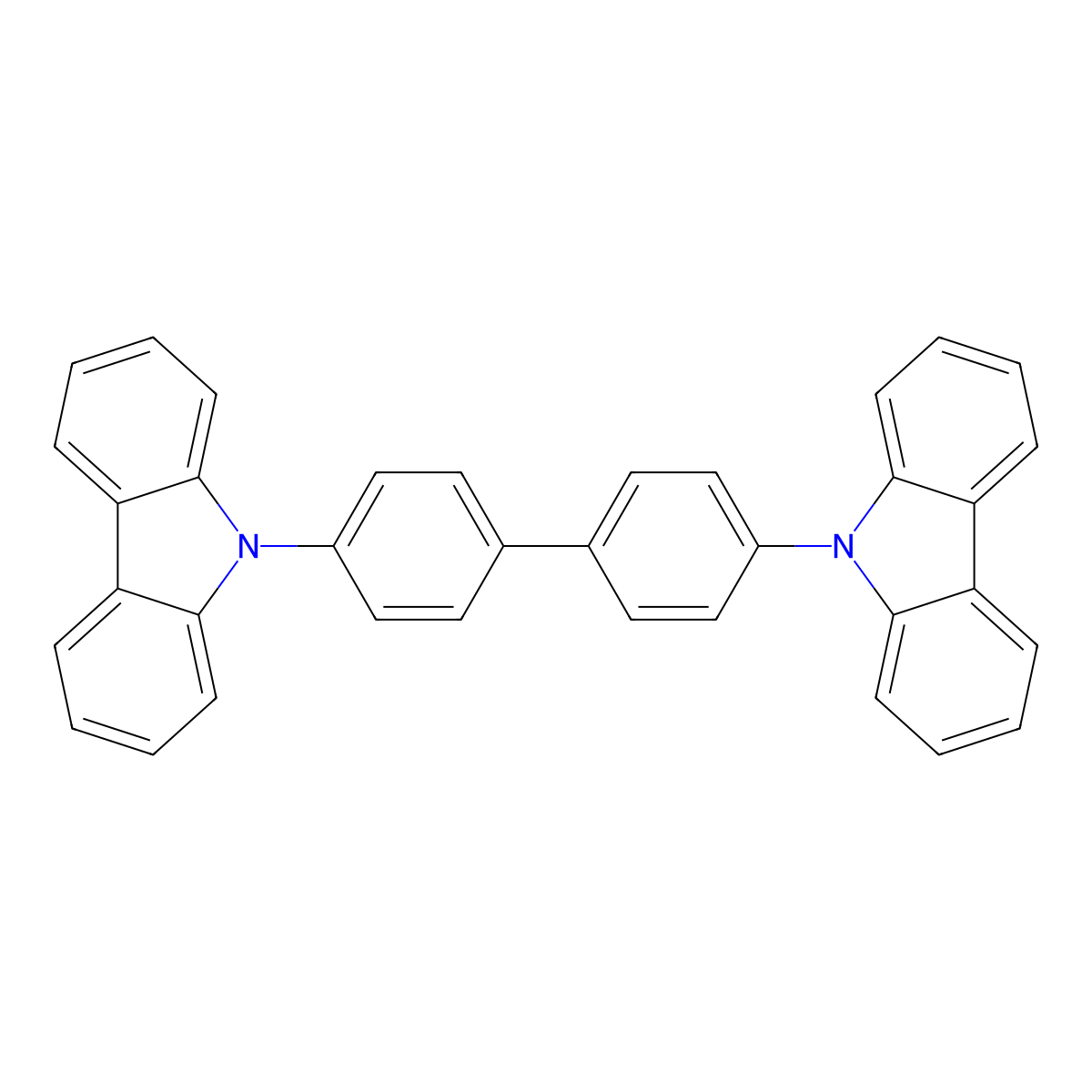 4,4'-Bis(9H-carbazol-9-yl)biphenyl molecular structure, CAS 58328-31-7