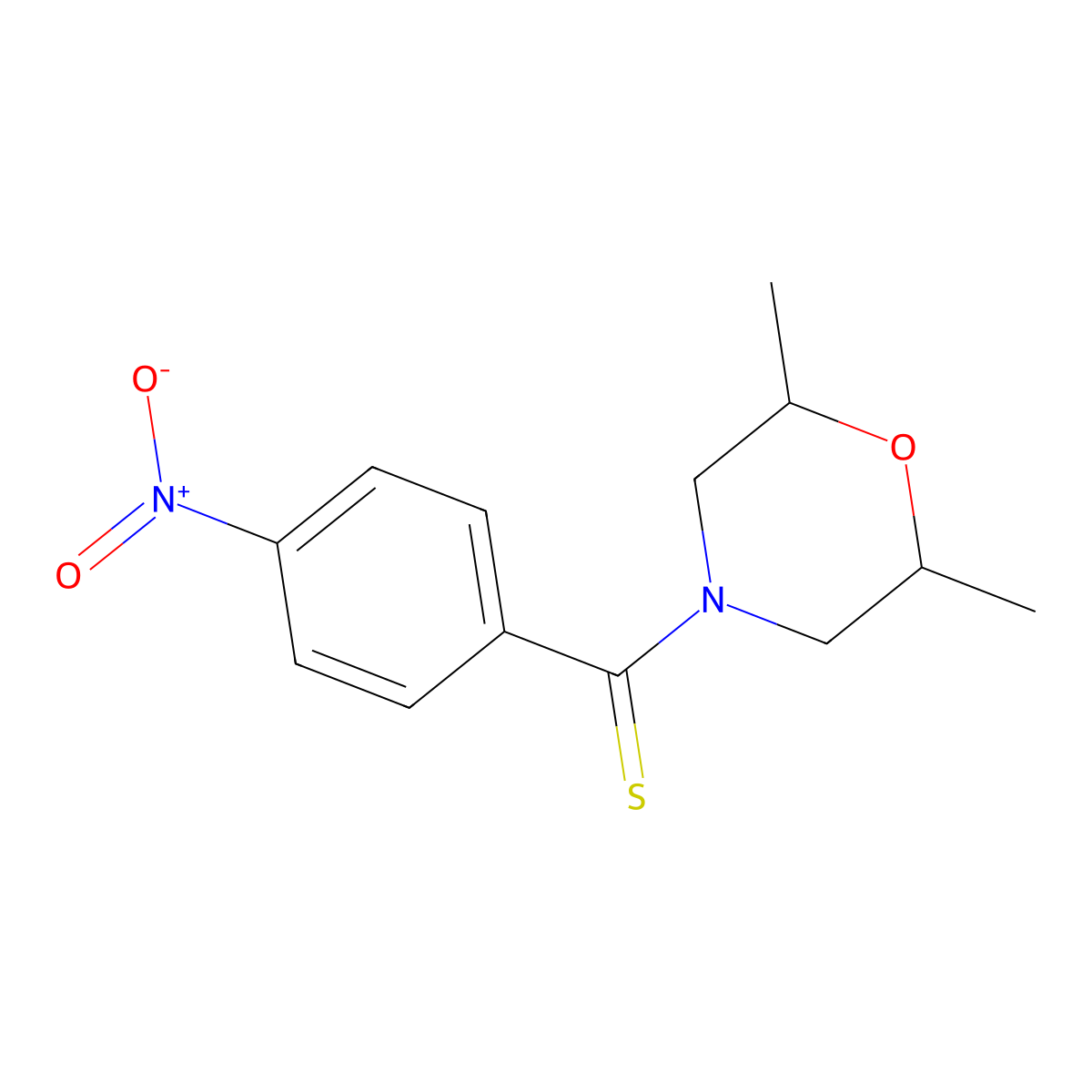(2,6-Dimethylmorpholin-4-yl)(4-nitrophenyl)methanethione molecular structure, CAS 58329-94-5